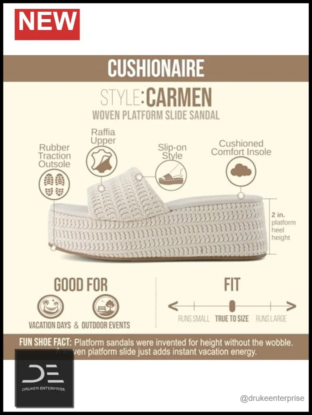 Platform Espadrille Sandals Slip On Memory Foam Women